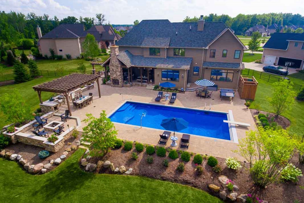 Backyard with in-ground pool